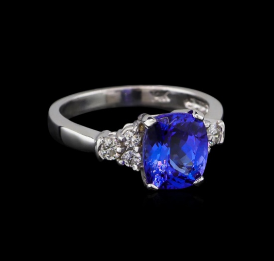 2.72 ctw Tanzanite and Diamond Ring - 14KT White Gold