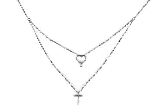 14K White Gold 0.16CTW Diamond Necklace, (I1-I2/H-I)