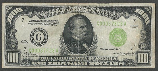 1934 $1000 Federal Reserve Note Chicago