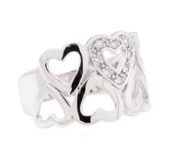 0.12 ctw Diamond Heart Motif Ring - 10KT White Gold