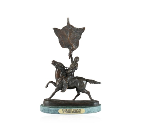 Buffalo Signal Bronze Replica By Frederic Remington