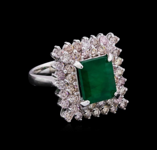 14KT White Gold 3.34 ctw Emerald and Diamond Ring