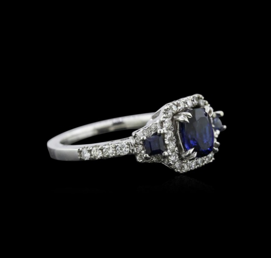 0.83 ctw Sapphire and Diamond Ring - 14KT White Gold