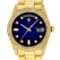 Rolex Mens 18K Yellow Blue Vignette Diamond Lugs Quickset President Wristwatch W