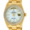 Rolex Mens 18K Yellow Gold MOP String Diamond Quickset President Wristwatch With