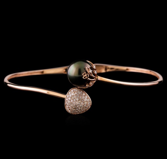 0.51 ctw Diamond and Pearl Bracelet - 14KT Rose Gold