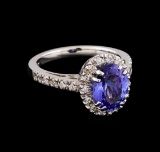 2.41 ctw Tanzanite and Diamond Ring - 14KT White Gold