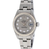 Rolex Ladies Stainless Steel Slate Grey Jubilee Diamond Quickset Datejust Wristw