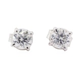 0.74 ctw Diamond Earrings - 14KT White Gold