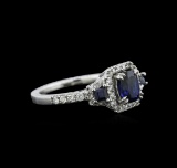 0.83 ctw Sapphire and Diamond Ring - 14KT White Gold