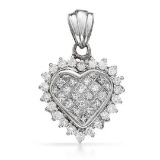 14k White Gold 1.03CTW Diamond Pendant, (SI1-SI2/G-H)