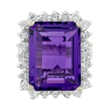 14KT White Gold 12.49 ctw Amethyst and Diamond Ring