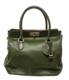 Hermes Green Leather Toolbox Satchel Handbag