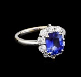 2.60 ctw Blue Sapphire and Diamond Ring - 18KT White Gold