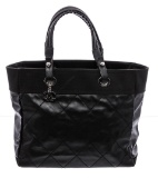 Chanel Black Quilted Coated Canvas Large Paris-Biarritz Tote Bag