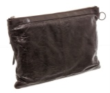 Balenciaga Brown Ageneau Leather Classic Clip L Clutch