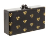 Edie Parker Black Gold Acrylic Heart Clutch