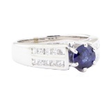 1.86 ctw Sapphire And Diamond Ring - 14KT White Gold