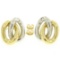 18K Two Tone Gold Stationary Dual Interlocking Oval Knot Stud Post Earrings 8.6g