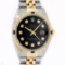 Rolex Mens 2 Tone 14K Black Diamond 36MM Datejust Wriswatch