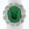 18K White Gold 15.15 ctw Large Oval Brilliant GIA Emerald & Diamond Ring