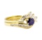 0.92 ctw Blue Sapphire and Diamond Ring - 18KT Yellow Gold