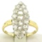 Platinum & 14k Yellow Gold Old Rose Cut Diamond Marquise Ring