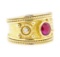 1.00 ctw Ruby and Cubic Zirconia Ring - 18KT Yellow Gold