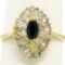 14k Yellow Gold 1.00 ctw Marquise Sapphire Solitaire Ring w/ Double Diamond Halo