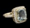 14KT Yellow Gold 4.99 ctw Aquamarine and Diamond Ring