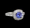 14KT White Gold 1.23 ctw Tanzanite and Diamond Ring