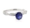 1.90 ctw Sapphire and Diamond Ring - 14KT White Gold