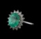 5.89 ctw Emerald and Diamond Ring - 14KT White Gold