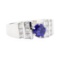 1.12 ctw Sapphire And Diamond Ring - 14KT White Gold