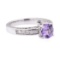 1.61 ctw Tanzanite And Diamond Ring - 14KT White Gold