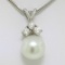 14k White Gold 0.48 ctw VS Diamond Large 12mm Pearl Pendant w/ 18