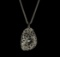 Assym Filigree Crystal Pendant Necklace - Silver