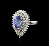 14KT White Gold 4.05 ctw Tanzanite and Diamond Ring