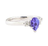 0.89 ctw Tanzanite and Diamond Ring - 14KT White Gold