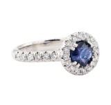 1.42 ctw Sapphire And Diamond Ring - 14KT White Gold