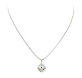 0.64 ctw Diamond and Pearl Pendant & Chain - 14KT White Gold