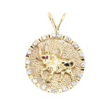 1.07 ctw Diamond And Ruby Pendant - 14KT Yellow Gold