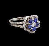 14KT White Gold 0.95 ctw Sapphire and Diamond Ring