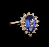 2.68 ctw Tanzanite and Diamond Ring - 14KT Yellow Gold