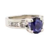 3.01 ctw Blue Sapphire And Diamond Ring - Platinum