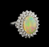 5.14 ctw Opal and Diamond Ring - 14KT White Gold