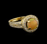 1.48 ctw Opal and Diamond Ring - 14KT Yellow Gold