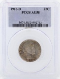 1916-D Barber Silver Quarter Coin PCGS AU58