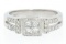 Modern 18k White Gold Princess & Pave Diamond Band Ring in Invisible Setting