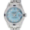 Rolex Ladies Stainless Steel Blue Diamond & Channel Set Sapphire Datejust Wristw